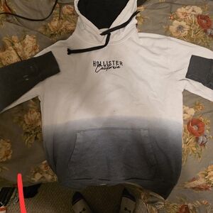 Hollister White and Gray Sweater Gradient Design